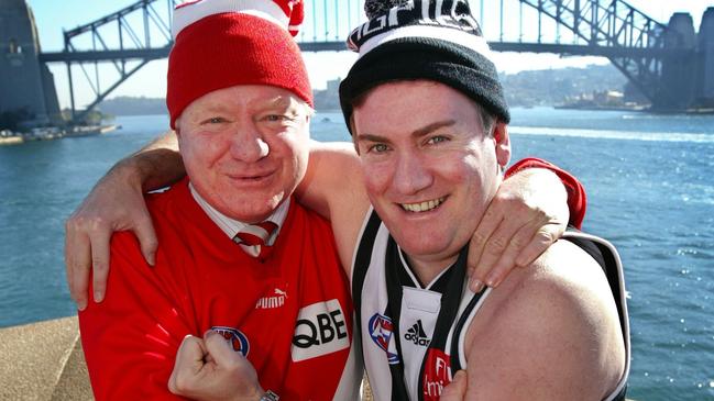 Magpies president Eddie McGuire and former Sydney chairman Richard Colless are long-time sparring partners..