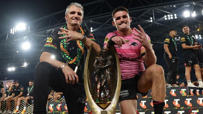 Four on the trot for coach Ivan and Nathan Cleary. Picture: Cameron Spencer/Getty Images