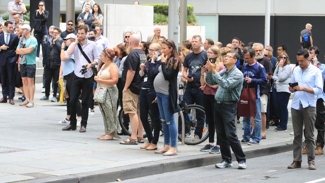 Crowds gathered after the chaos. Picture: Alex Coppel