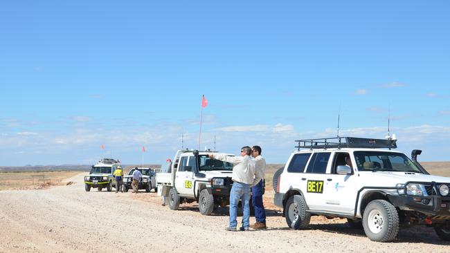 Icon Energy staff Mike Dodd and Rod Raynor Beach Executive Joint Venture operator in ATP 855 in the Cooper Basin near Innamincka township.