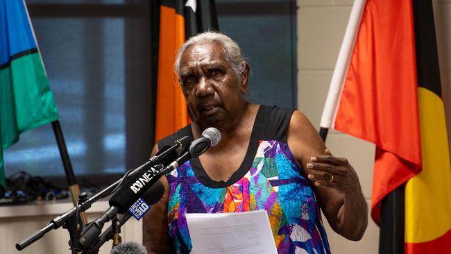 Dr Miriam-Rose Ungunmerr Baumann, Senior Australian of the Year, speaks at the anniversary of the apology to the Stolen Generations. Photograph: Che Chorley