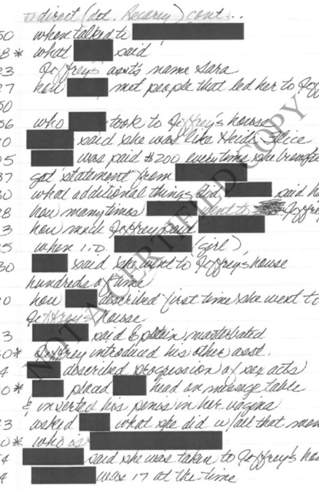 The records detailed the transcript from the 2006 Grand Jury investigation. Picture: Palm Beach County Circuit Court