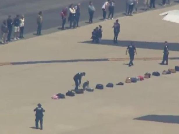 Picture: FOX Police in the US confirmed an 'unspecified threat' had been made against the plane which landed at Newark Liberty International Airport at around 1pm local time