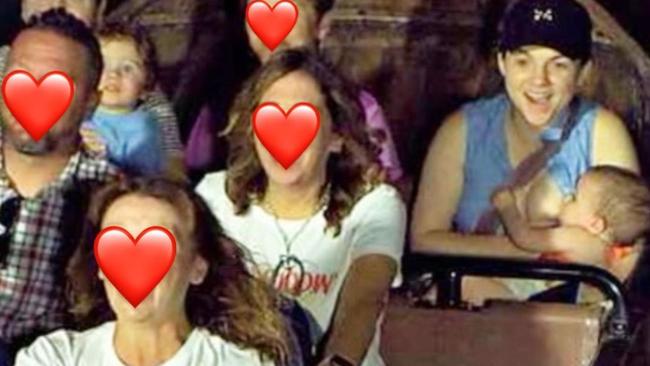 Mother shamed for breastfeeding on a Disney ride. Source: Instagram