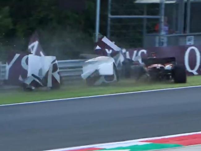 Ferrari's Charles Leclerc crashes out.