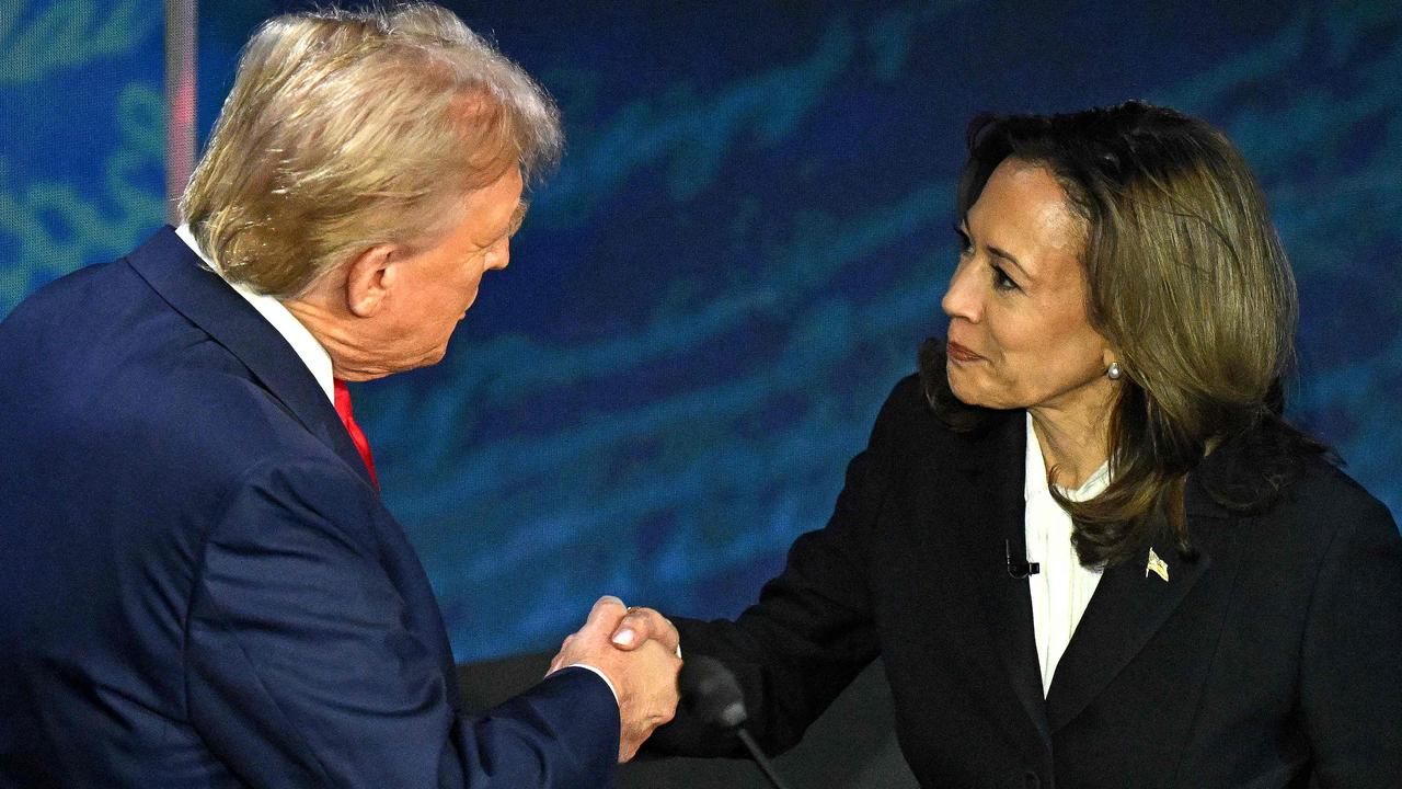 ‘Kamala Harris. Let’s have a good debate.’ Picture: Saul Loeb/AFP