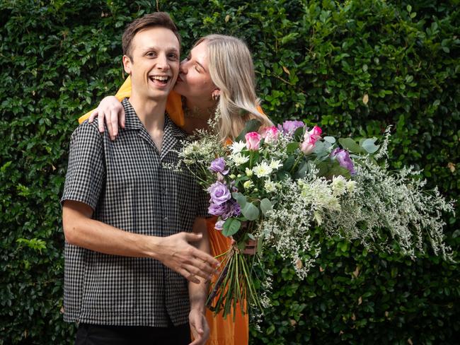 Daniel Seymour, pictured with girlfriend Ava Dunstan, is among the modern men who welcome romantic gestures from their partner. Picture: Brad Fleet