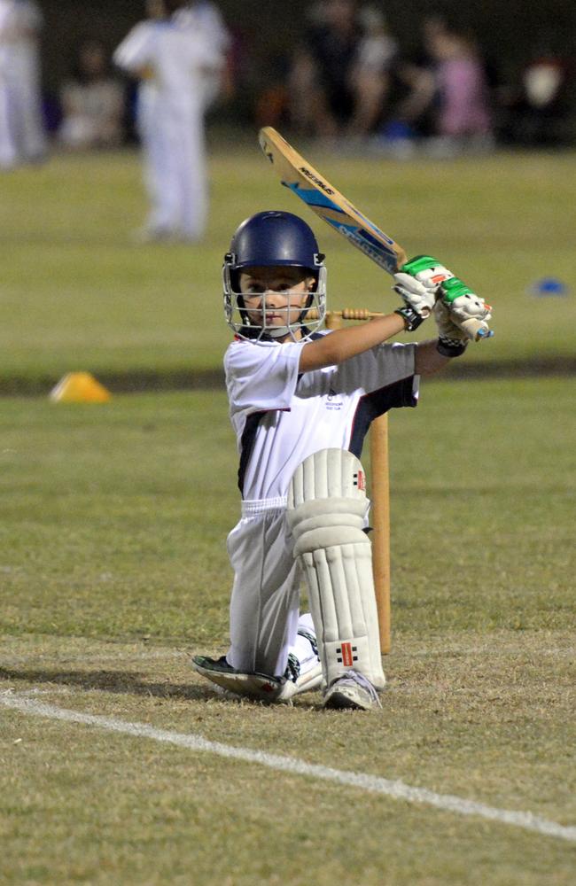 Alexander Procopis drives on the front foot as an aspiring Under 10 cricketer.