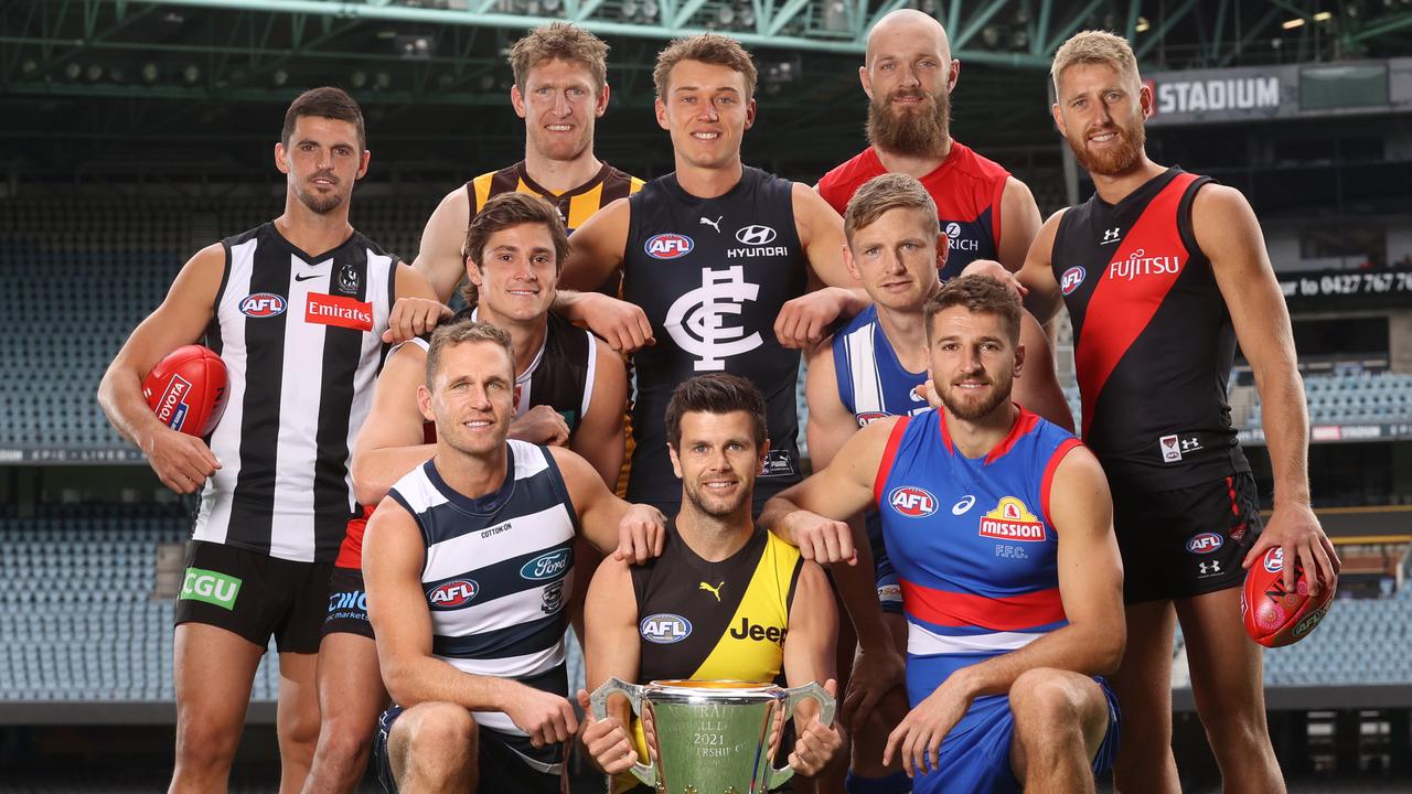 AFL Captains Day at Marvel Stadium, Melbourne. 10/03/2021. Melbourne based captains gather at Marvel Stadium today ahead of next Thursdays season opener. . Pic: Michael Klein