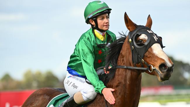 Michelle Payne riding Sky Horse this month. She is one of Australia’s best female jockeys. Photo by Vince Caligiuri/Getty Images