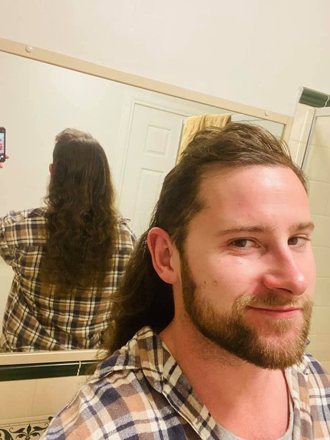 And finally, it takes a mirror to get the full length of Shannon Gill’s mullet. Where does it start? Where does it end? Photo: supplied