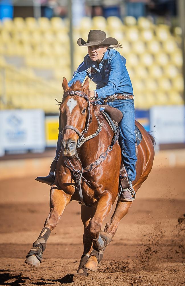 Leanne Caban on Akka Dakka at the Mount Isa Rodeo. Photo: Stephen Mowbray