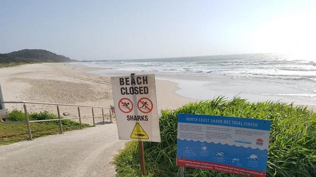 Beaches are closed after a shark attack at Shelly Beach, Ballina. Picture: Liana Turner.