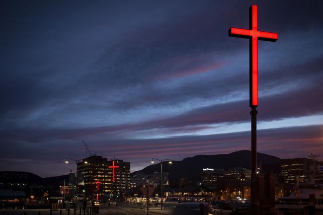 The red crosses returned to the Hobart waterfront. Picture: DARKLAB MEDIA