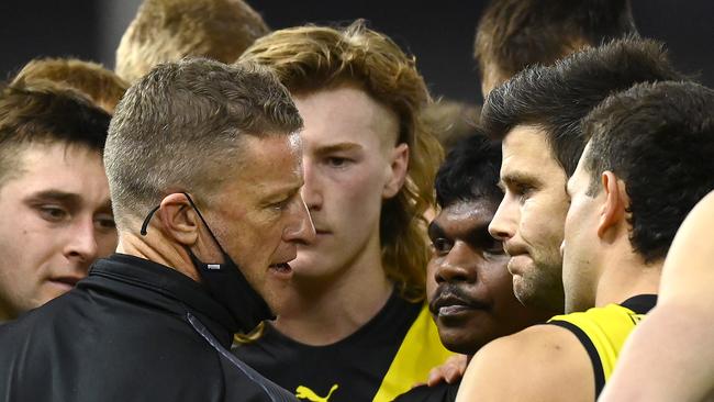 Triple premiership coach Damien Hardwick tried to stir the Tigers into action during the later part of the 2021 season as they struggled to stay in touch of the top eight.