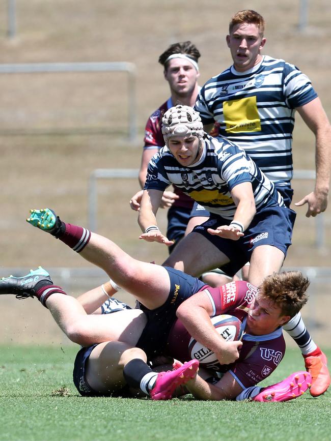 Jasper Mellish is tackled. Picture by Richard Gosling