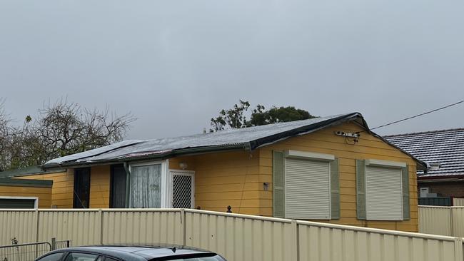 The entire roof of this Eager St home blew off. Picture: Dylan Arvela