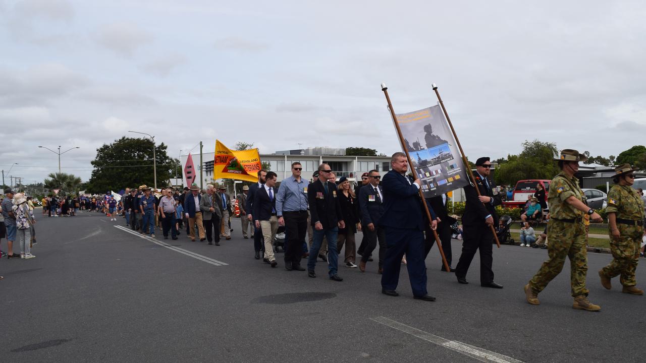 People in the Rockhampton ANZAC Day march.