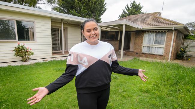 Aaliyah Ingram recently bought her first home in Melton, where new research shows it's cheaper to repay a mortgage than rent. Picture: Jay Town