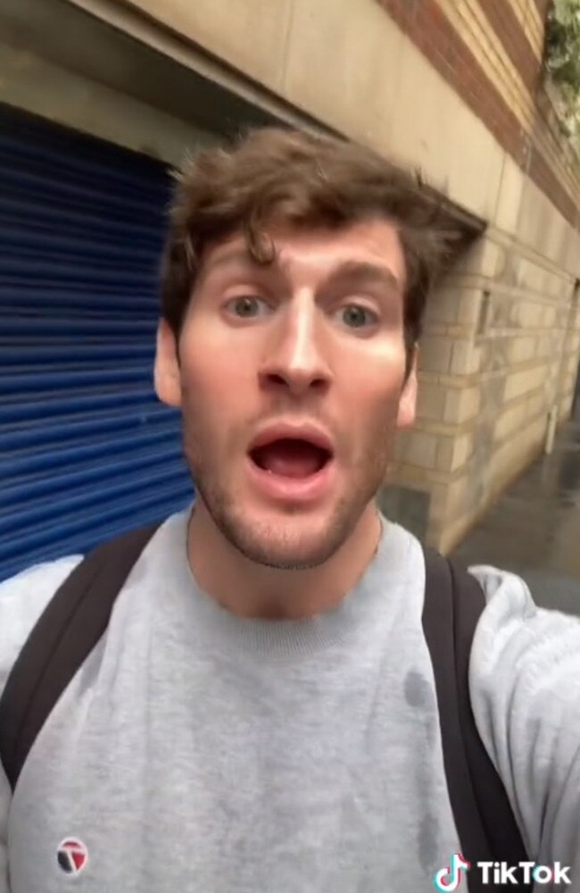 James Slade, from the UK, who has 3.6 million ‘likes’ on his TikToks, told his followers of an ‘embarrassing’ moment he encountered at Heathrow Airport. Picture: TikTok/jamesslade93