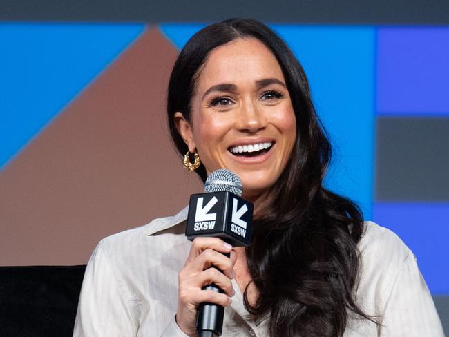 (FILES) Britain's Meghan, Duchess of Sussex, attends the "Keynote: Breaking Barriers, Shaping Narratives: How Women Lead On and Off the Screen," during the SXSW 2024 Conference and Festivals at the Austin Convention Center on March 8, 2024, in Austin, Texas. Meghan Markle, the wife of Britain's Prince Harry, is launching a new lifestyle brand seemingly named after the couple's oceanside California home. An Instagram page and website for American Riviera Orchard went live without advance warning March 14, both featuring a gold-colored crest for the new venture. (Photo by SUZANNE CORDEIRO / AFP)