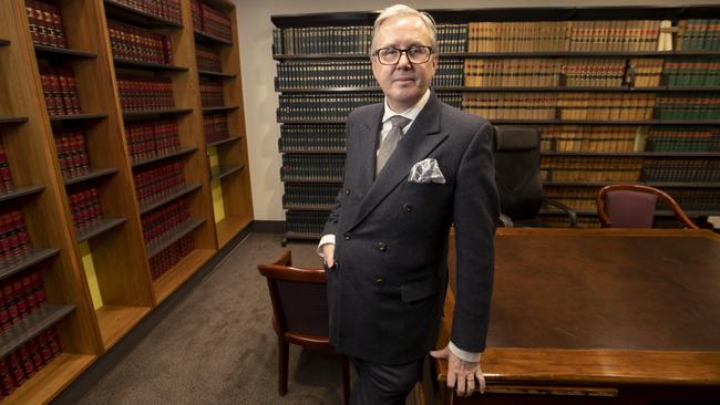 New High Court Justice Simon Steward at his offices in Melbourne’s Federal Court building on Wednesday. Picture: David Geraghty