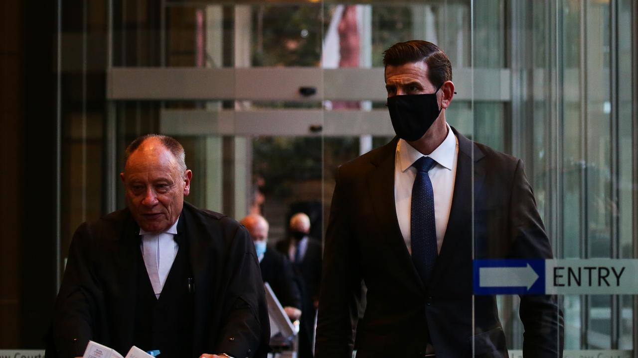 Ben Roberts-Smith leaves the Federal Court in late June with his barrister Bruce McClintock SC. Picture: Gaye Gerard/NCA NewsWire