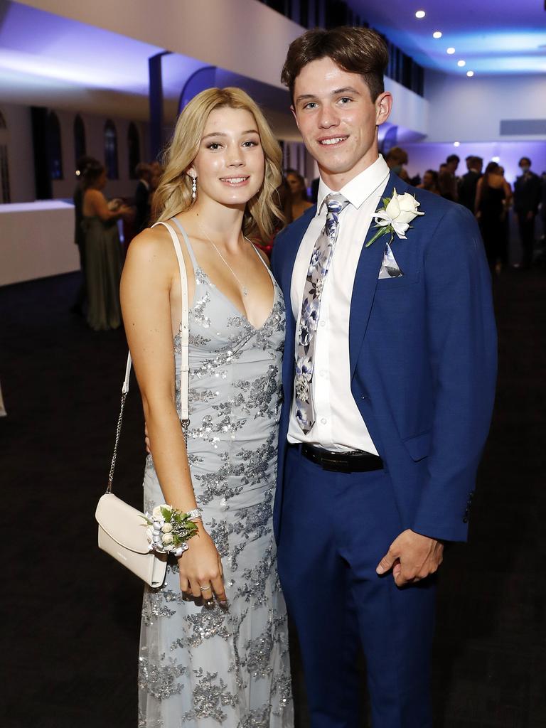 Paige Barratt and Harrison Turner pictured at the 2021 Nudgee College year 12 formal, Royal International Convention Centre Brisbane 19th of September 2021. (Image/Josh Woning)