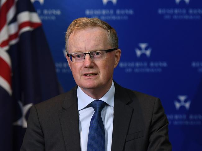 Governor of the Reserve Bank of Australia (RBA) Phillip Lowe speaks to the media during a press conference in Sydney, Tuesday, April 21, 2020. (AAP Image/Joel Carrett) NO ARCHIVING