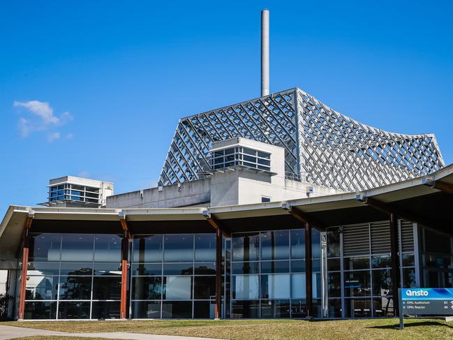 External view of the Opal Nuclear reactor and anti-aircraft protection measures above the reactor, ANSTO Lucas Heights, ANSTO Health and Opal Reactor tour. Picture: Craig Greenhill