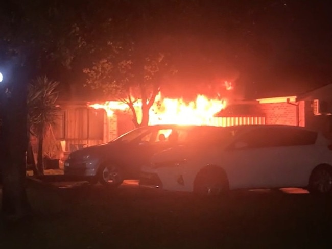 Fire and Rescue NSW battled a blaze at a Bankstown townhouse on Ogmore Circuit just before 2am on September 23, 2022. Picture: Fire and Rescue NSW