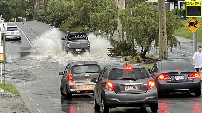 Floodwaters rose quickly as intense rain lashed the Gold Coast. Picture: Charlton Hart