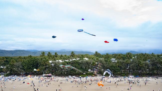Aerial shots of the Beach Day at Port Douglas Carnivale 2025. Picture: Cats Eye Productions / Supplied