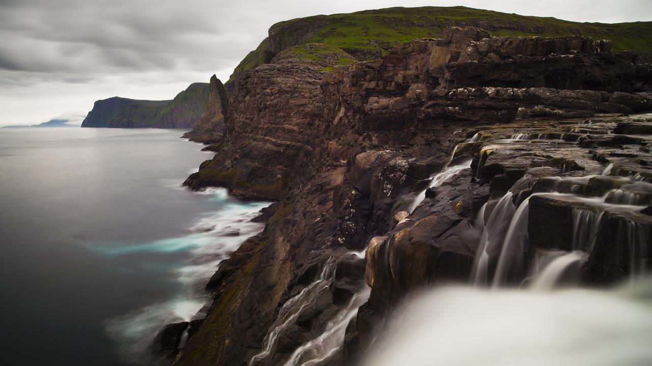 Boesadalafoss, a waterfall on the Faroe Islands. 