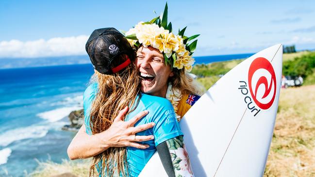 *****MUST CREDIT WSL/SLOANE******Stephanie Gilmore of Australia won the World Title during Heat 3 of Round 2 at the Beachwaver Maui Pro, Honolua Bay, 2018.*****MUST CREDIT WSL/SLOANE******