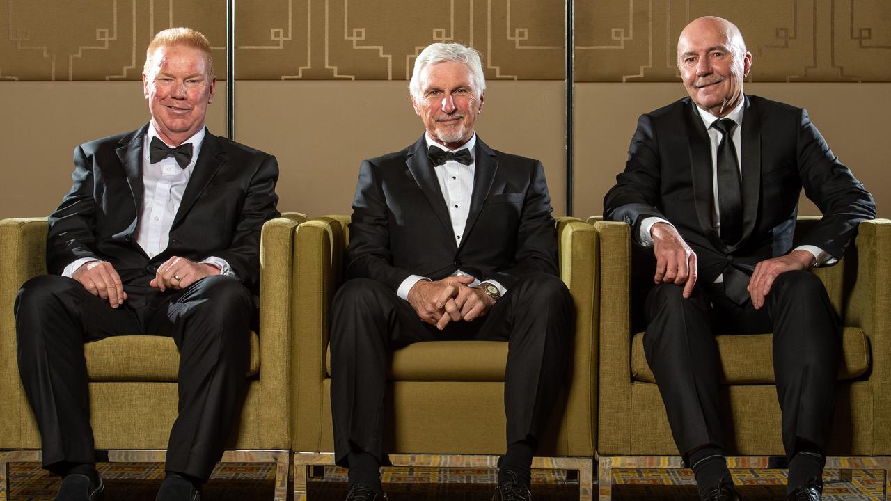 AFL Hall of Fame inductees Brad Hardie, Mick Malthouse and Ken Hunter. Picture: Jay Town