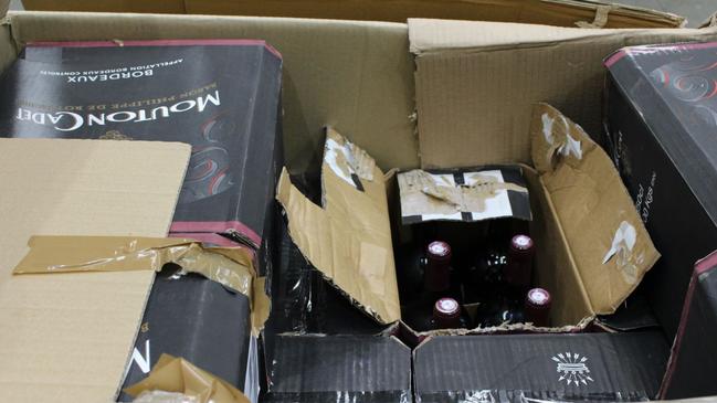 The more than 300 kilograms of liquid MDMA hidden in a consignment of French wine bottles seized by border control and AFP.