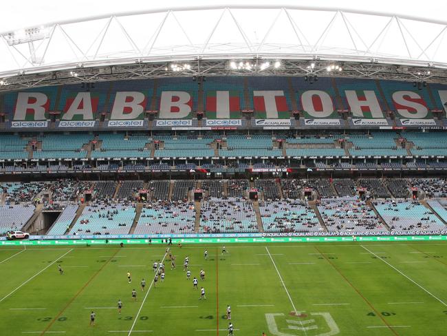 NRL match between the South Sydney Rabbitohs and the Cronulla Sharks at ANZ Stadium. General crowd photos, as there will be no crowds at NRL matches for the near future beginning Monday March 16, 2020 due to the Corona Virus. Picture: David Swift.