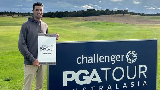 Golfer Jack McLeod, 28, of Mona Vale, who was born profoundly deaf in both ears, has won his ticket to compete on the upcoming Australasian PGA Tour in 2024/25. Picture: Supplied