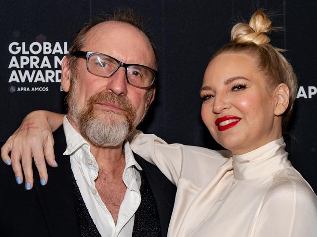 Singer-songwriters Colin Hay and Sia Furler, pictured at the Global APRA Music Awards in Los Angeles in February. Picture: Nick Demarais.