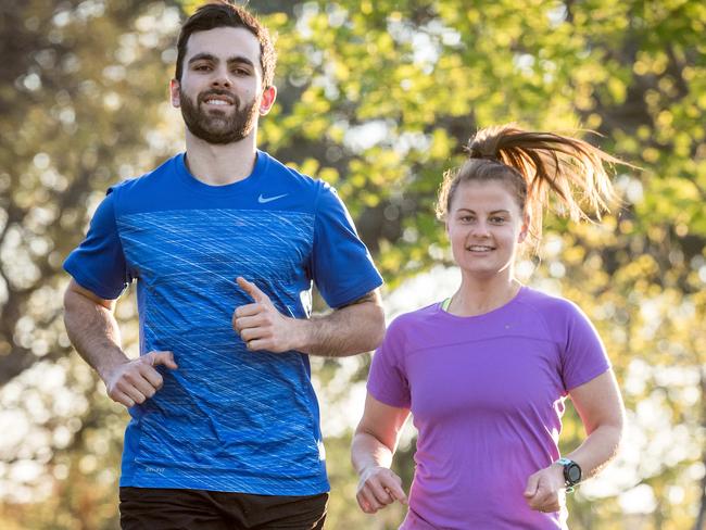 Melissa Ensink and her partner Dante Santalucia maintain a healthy lifestyle and excercise regularly. Picture: Jake Nowakowski