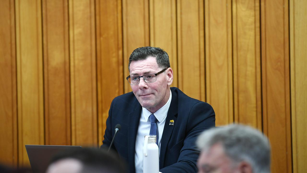 Mayor Troy Thompson at the Townsville City Council general meeting. Picture: Shae Beplate.