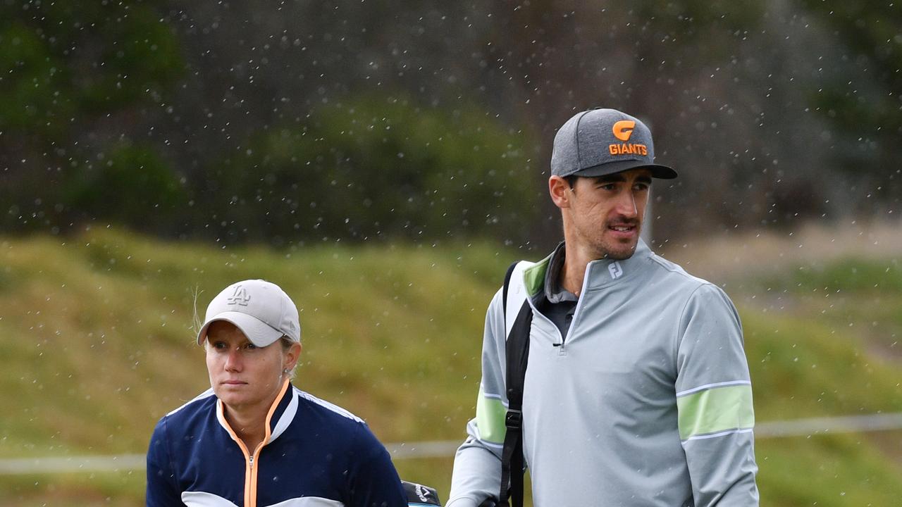 Alyssa Healy and Mitchell Starc have been playing golf for years, and Starc believes Covid-19 accelerated interest in the sport from cricketers. Picture: AAP