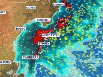 Huge amounts of rain could particularly hit the New South Wales coast this weekend. Picture: Sky News Weather.Source:Supplied