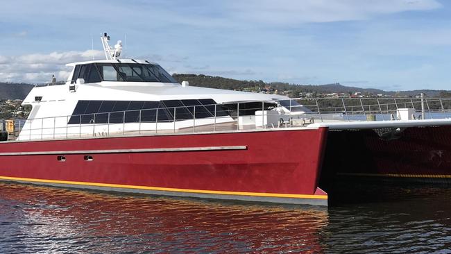 The KI Connect catamaran, which is now under repair. Picture: Supplied