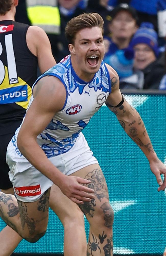 Cam Zurhaar kicked for four the Kangaroos. Picture: Michael Willson/AFL Photos via Getty Images