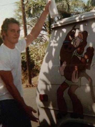 Pratt posted this pic to his facebook account - ‘Can’t believe I found this picture!!! That is the van I lived in!!! In my hand is the script for the movie that got me out of Maui. Crazy. — at Lahaina, Maui Hawaii.’ Picture: Facebook