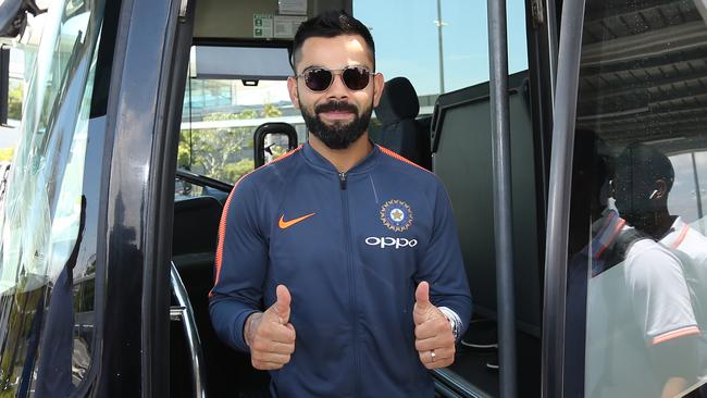 Indian cricket captain Virat Kohli and the Indian team arrive in Australia. November 17, 2018. (AAP Image/Richard Waugh).