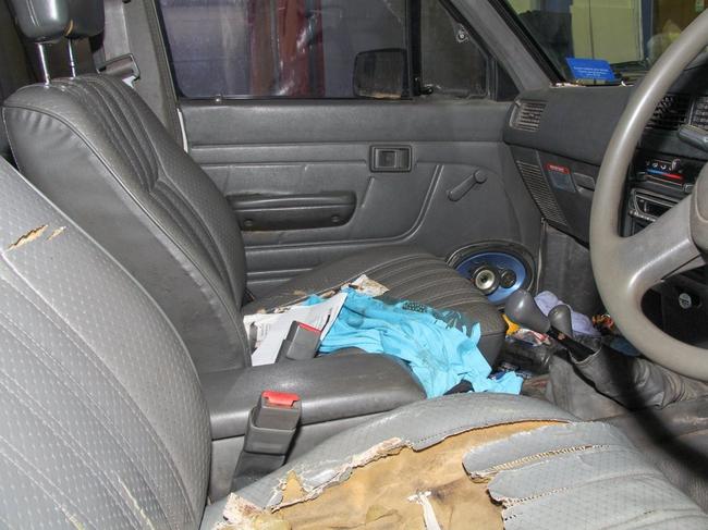 The interior of John Peros’s ute.