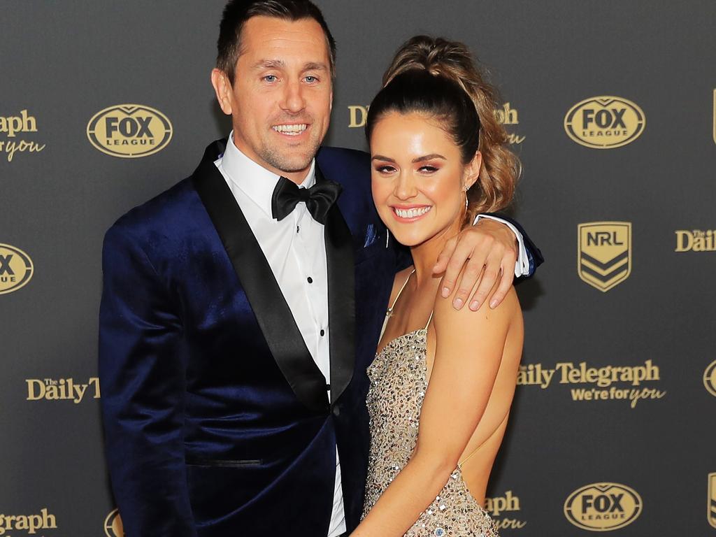 Mitchell Pearce with Kristin Scott ahead of the 2019 Dally M Awards.